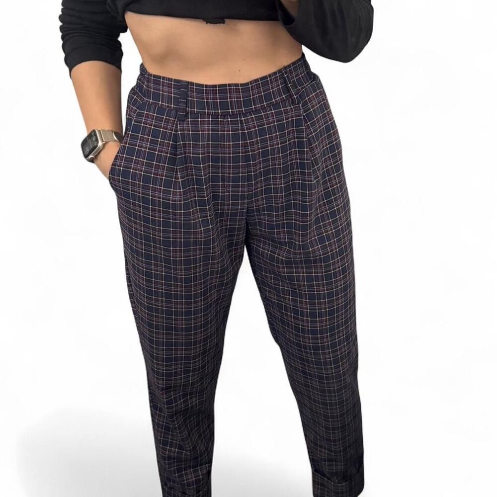 Bershka Women's Navy and Blue Trousers